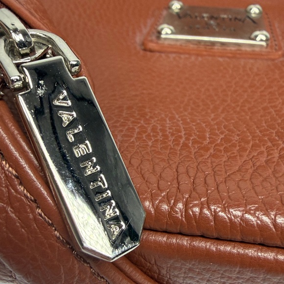 Valentina Italian Leather Backpack Purse Brown Pebbled Convertible Sling Bag - Picture 4 of 8